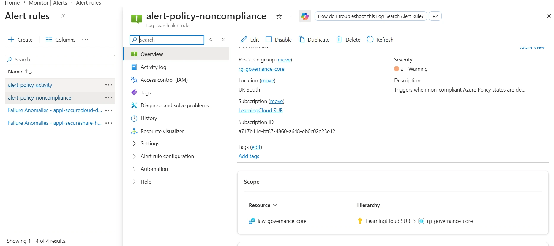 Alert rule overview