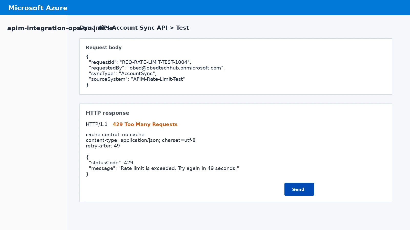 APIM 429 rate limit response