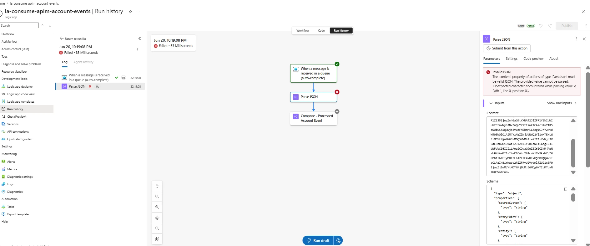 Consumer Parse JSON failed run