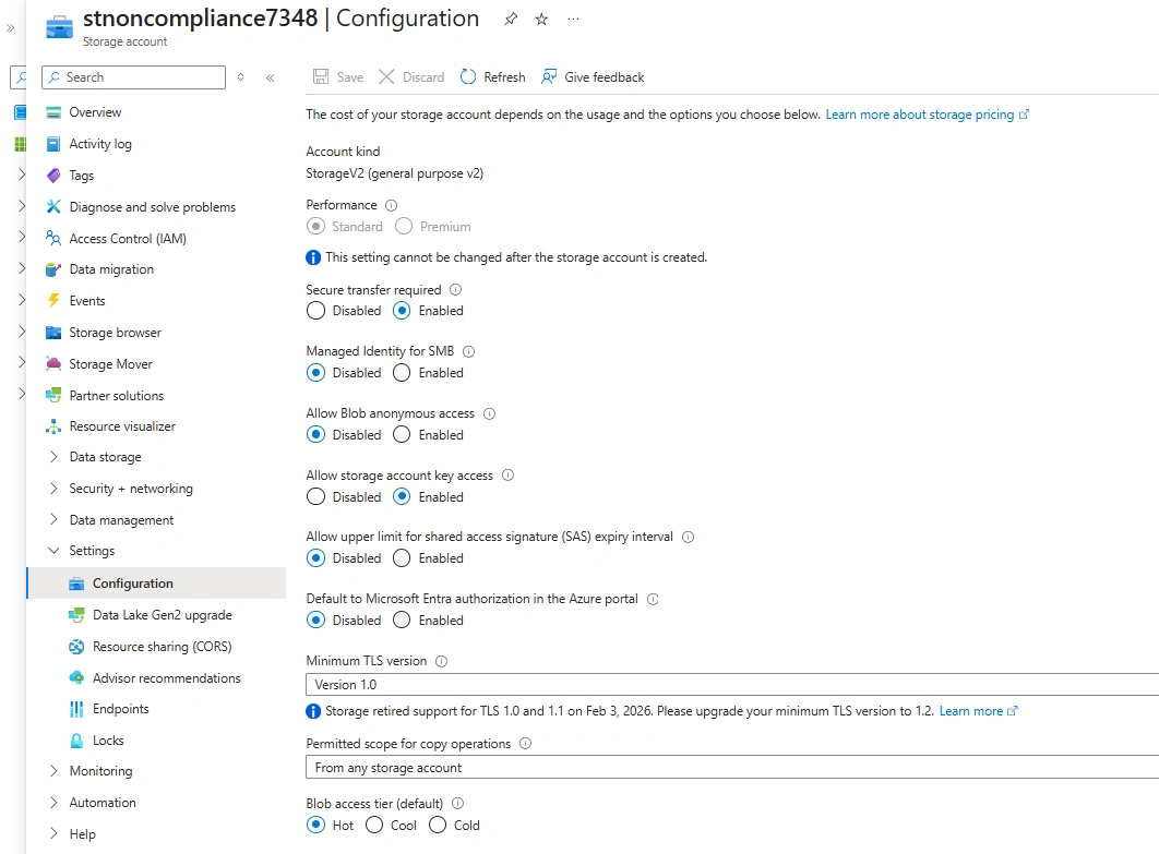 Storage configuration after remediation