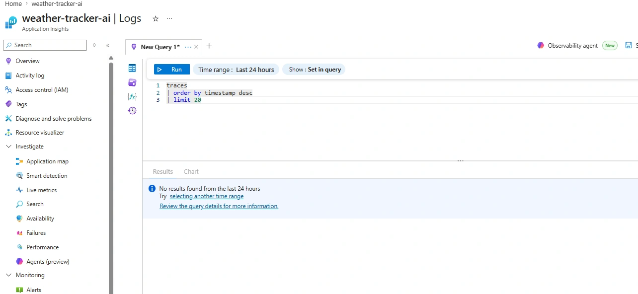 Initial no-results query