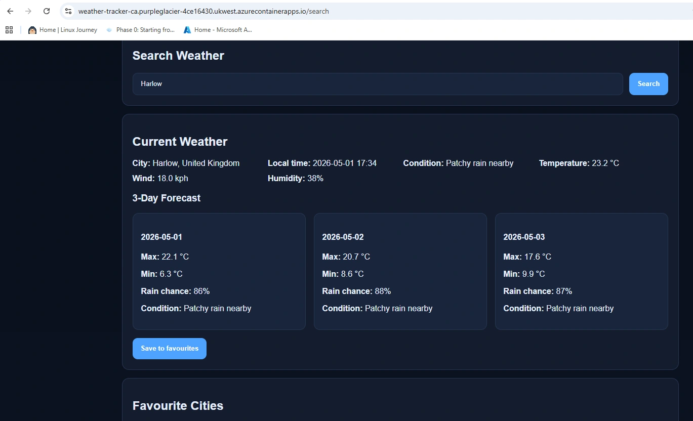 Live Azure Container Apps UI