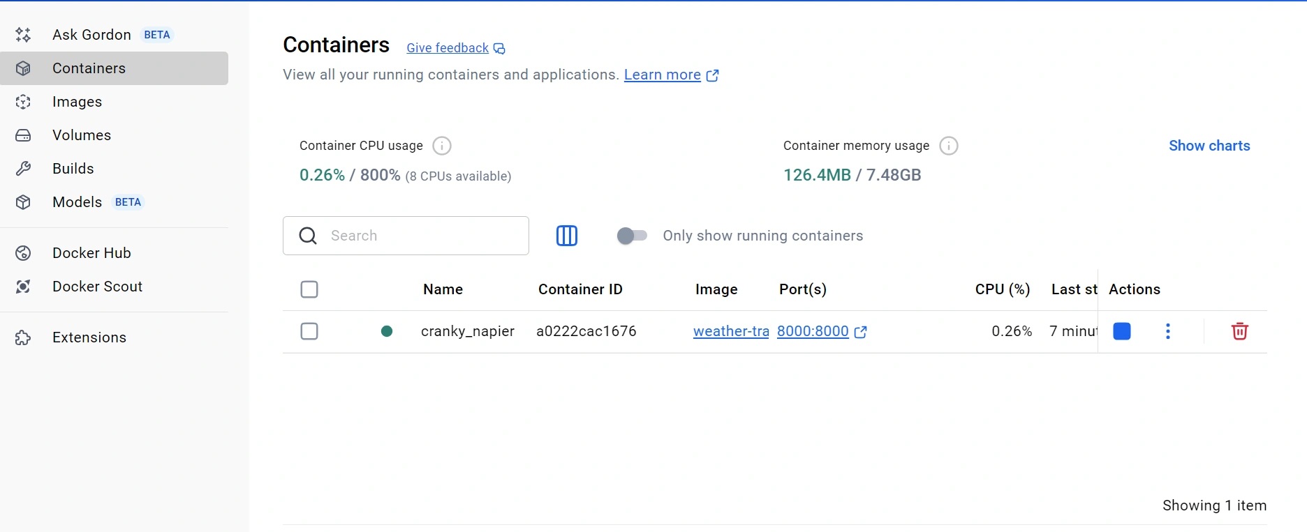 Docker Desktop container